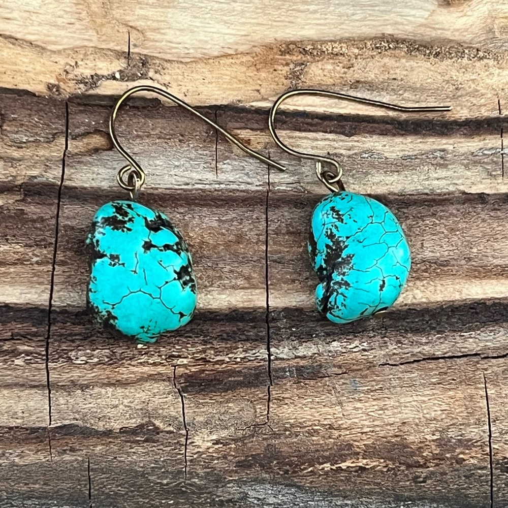 Turquoise Nugget Dangle Earrings
